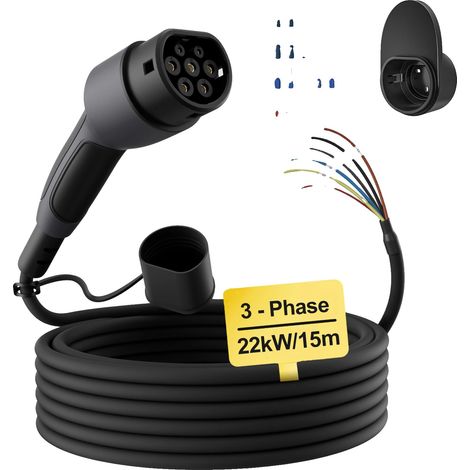 EV-Ladekabel, Typ 2 Kompatibilität, 22 kW Leistung, 22kW 15m (1/2)