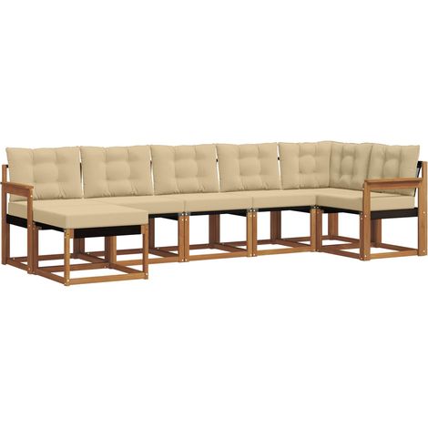 Outdoor Sofa Set with Cushion 7 pcs Natural and Beige vidaXL (1/5)