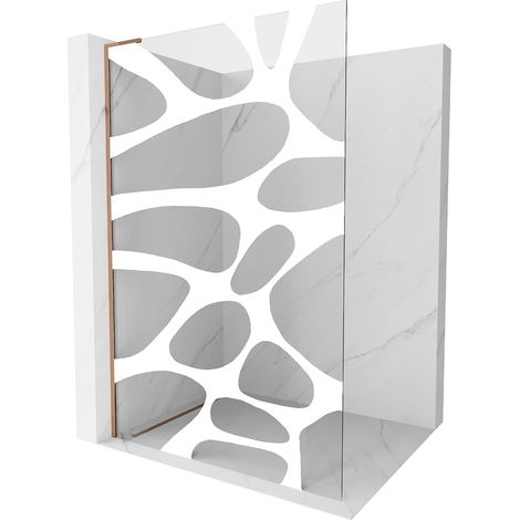 Mexen Kioto L Duschwand Walk-in 80 x 200 cm, Weißes Muster, Roségold - 800-080-103-60-97