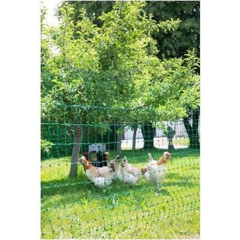 Filet volaille 50 m – Hauteur 106 cm – Double pointe – Vert – Non électrique – Grillage souple pour poules – Kerbl