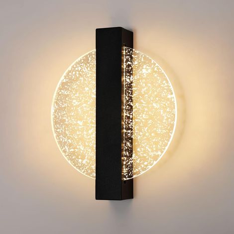 Applique Murale Interieur, 12W Lampe Murale Moderne Design Ronde, 3000K Lumière Blanche Chaude Éclairage Mural pour Chambre Salon Escalier Couloir, Noir (1/5)