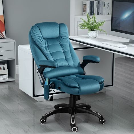 Silla Oficina con Masaje de 6 Puntos con Función Basculante con Calefacción Altura Ajustable 68x72x110-120 cm Azul (1/5)