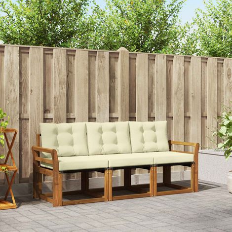 vidaXL  Outdoor Sofa Set  with Cushion 3 pcs Natural and Cream