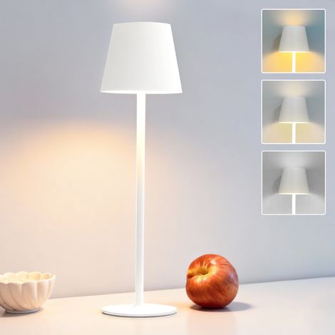 DILUMEN LED Dimmbare Akku Tischlampe Kabellose, Wiederaufladbar Tischleuchte,2700K/3600/5000K 3 Farbtemperaturen,Touch Tischleuchte mit USB-C,Für drinnen und draußen geeignet IP44 Wasserdichte,Weiß (1/5)