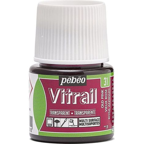 Peinture Vitrail - Pébéo - Vieux Rose - Flacon 45 ml - Idéale pour décoration verre - Mixte (1/3)