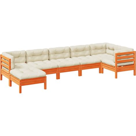 Maison Exclusive - Set de sofás jardín 7 pzas con cojines madera (1/5)