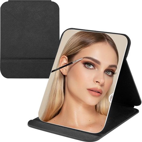 Miroir de Voyage Portable, Miroir de Maquillage - Portable Super HD Miroir Multi Stand - 16x11cm Ultra Fin et Durable Pliable,noir