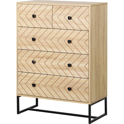 Commode à 5 tiroirs, table de chevet, rangement, bureau, 80 x 39,5 x 110 cm (1/5)