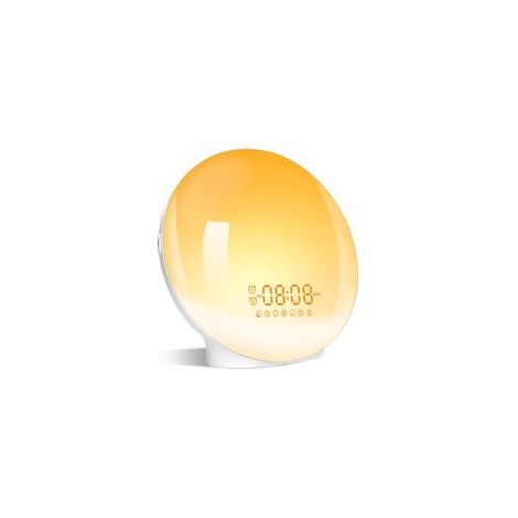 Réveil lumineux LED avec radio, lampe de chevet, 20 niveaux de luminosité, simulateur d'aube et de crépuscule, 7 sons naturels, fonction snooze, veilleuse 7 couleurs pour enfants (1/5)