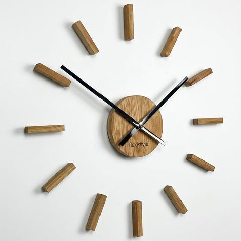 Horloges murales 3D DIY - Grande Horloge Murale en Bois - 50-75 cm - Horloge Murale 3D - Design Moderne - Sticker Mural - Décoration pour Bureau, Salon, Chambre à Coucher - en Bois Simple (1/5)