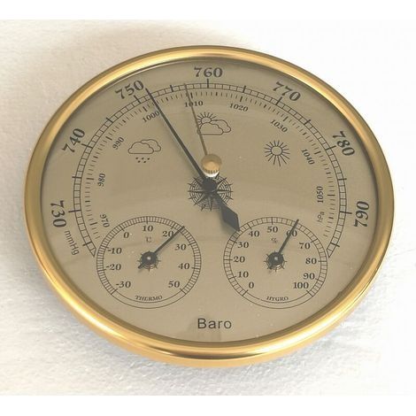 Barometer, Wetterstation mit Barometer und Thermometer/Hygrometer, 3-in-1-Wandwetterstation (analog) für den Innen- und Außenbereich (1/4)