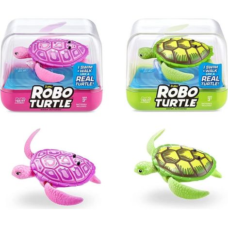 Tortue Robotique Nageuse ZURU Verte et Rose, Lot de 2, Activation par Eau, Piles Incluses, Jouet Aquatique Automatique (1/5)