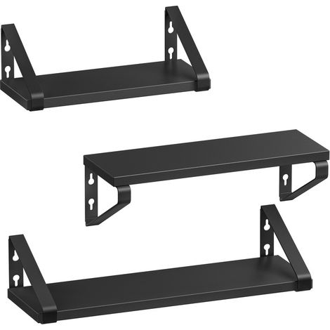 Étagère Murale, Tablette Flottante, Lot de 3, 2 Façons de Montage, Étagère de Rangement Suspendue, pour Salon, Cuisine, Bureau, Salle de Bain, Noir d'encre et Noir Mat (1/5)