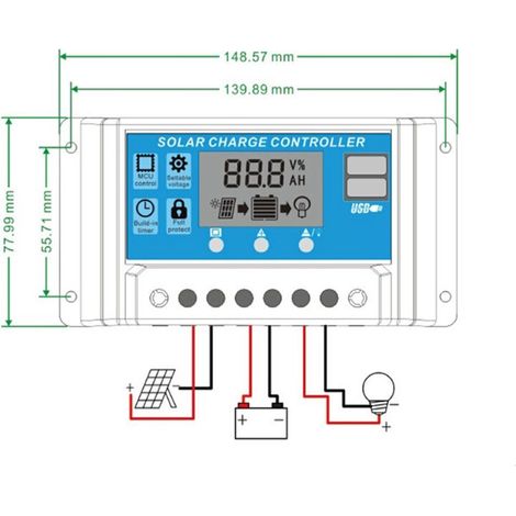 Régulateur De Charge Solaire 50 A - 12 V / 24 V Automatique - Pour Systèmes Photovoltaïques Domestiques - 1 Pièce (1/5)