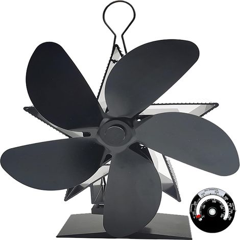 Ventilateur de cheminée à circulation thermodynamique, avec moteur silencieux à 5 pales, ventilateur de poêle à bois et thermomètre (1/3)