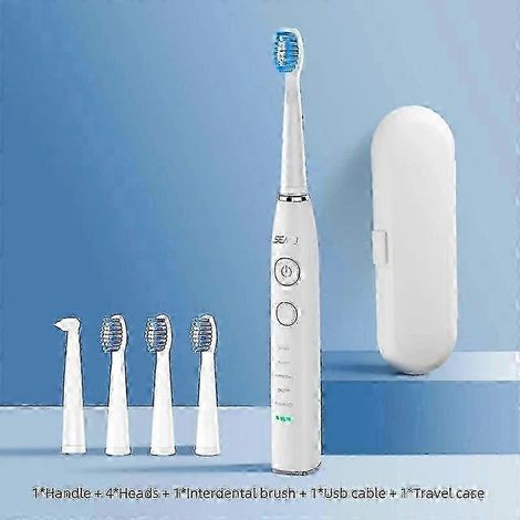 Brosse à dents électrique sonique Seago SG-575 rechargeable par USB avec 4 têtes de brosse, autonomie de 360 jours et mode blanchiment. (1/5)