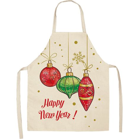 Tablier De Cuisine - Motif Plaid Buffalo Noir Et Rouge - Avec Impression Flocons De Neige - Réglable - Pour Cuisiner Bricoler Ou Fêter Noël - 1 Pièce (1/5)