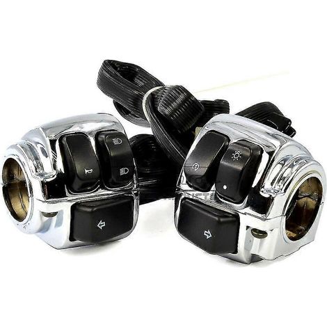 1 25-mm-Lenker-Hupen-Blinker-Licht-Tastenschalter für Sportster 883 1200 XL XR XLH V-ROD Touring Softail Dyna – Chromschalter