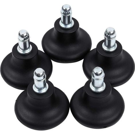Roulettes fixes – Roues de remplacement pour chaise de bureau – Noires, lot de 5 (1/4)