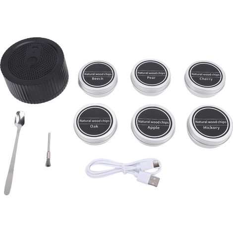 tails Électrique Rechargeable Kit Fumeur Whiskey avec 6 Boîtes de Copeaux Bois ABS pour Bar Maison (1/5)