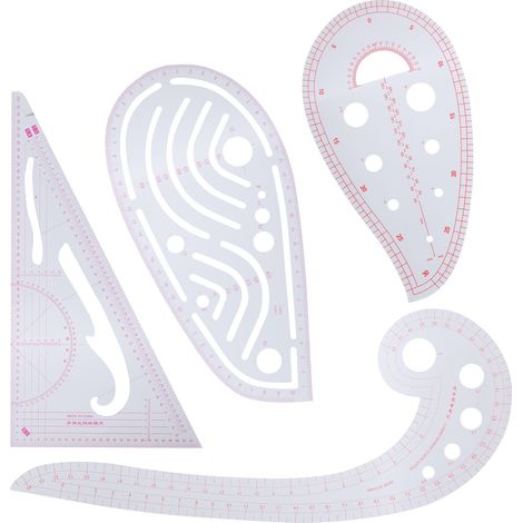 Clothing Measuring Ruler Set Multifunctional Pattern Cutting Sleeve Cage Curve Ruler 4‑Piece Set (1/5)