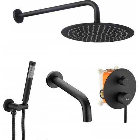 Concealed Shower Set with shower spout REA Lungo Black + Box (1/5)