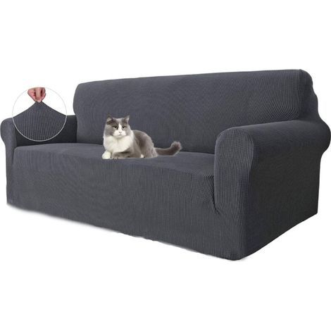 (3 places, gris) Housse de canapé extensible imperméable, housse de canapé universelle 1 pièce, housse de canapé adaptée aux animaux de compagnie (1/5)