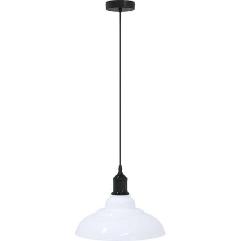 vidaXL Lampada Sospensione Regolabile E27 Bianco Lucido Ø31cm Metallo (1/5)