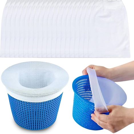 Chaussette Skimmer Piscine, Filtre Skimmer Chaussette Filtre Piscine 20pcs Chaussette en Nylon à Mailles Fines, Filtres Réutilisables, pour Piscines, Retiennent Débris et Feuilles (Blanches) (1/5)