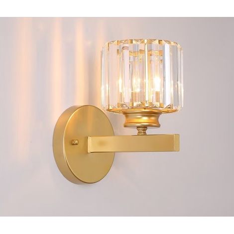 Metall LED Wandleuchte Postmodern Exquis Kristall Wandleuchte Für Zuhause Dekoration Wohnzimmer TV Wandleuchte Schlafzimmer Nachttisch Laterne E27 Glas Flur Treppe (Gold) (1/5)