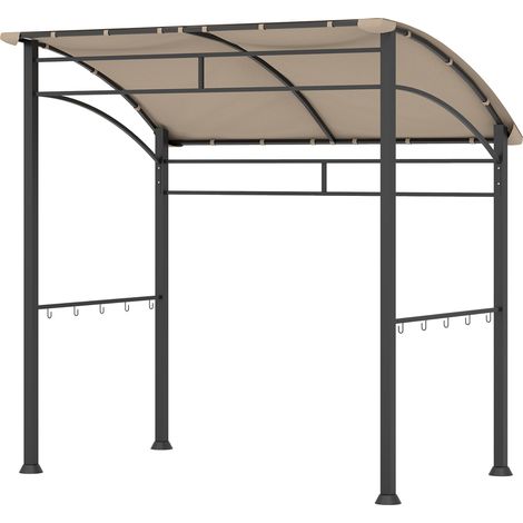 Outsunny 2.2 x 1.5 m BBQ Gazebo Tent Sun Shade with Canopy Khaki (1/5)