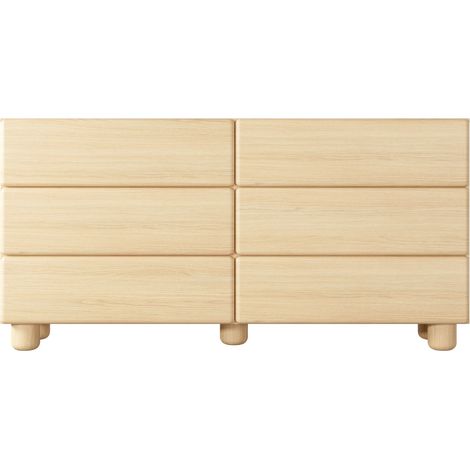 CALANQUE - Buffet 6 tiroirs 160 cm mélaminé Chêne clair (1/5)