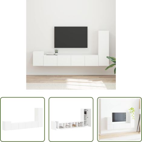 Wandregal - TV-Schrankset Wandmontiert 3 pcs Weiß Holzwerkstoff (1/5)