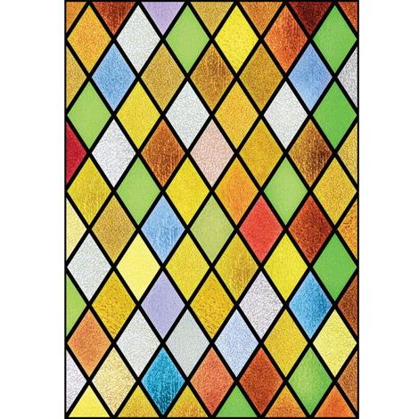 Adesivo per vetrata con motivo a rombi colorati, adesivo per vetrata con arlecchino, 100 cm x 50 cm (1/3)