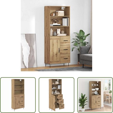 vidaXL Buffet salle à manger - Haut Armoire 2 pcs Chêne artisanal Bois d'ingénierie (1/5)