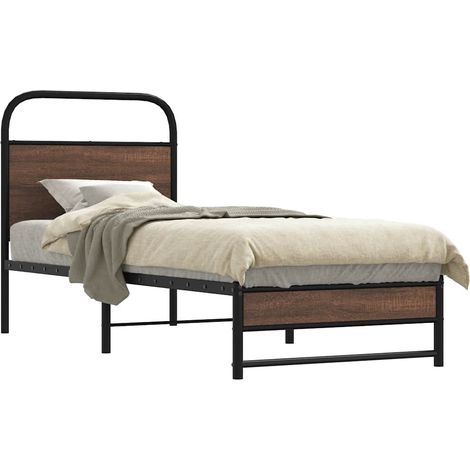 Bettgestell ohne Matratze 75x190 cm Braun Eichen-Optik