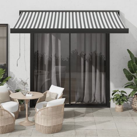 Markise Einziehbar Anthrazit & Weiß 3,5x2,5 m Stoff & Aluminium (1/5)