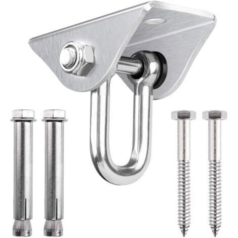 Ceiling hook in 304 stainless steel, 360° rotatable – Capacity 450 kg – Quick installation on wood and concrete – For hammocks and swings (1/5)