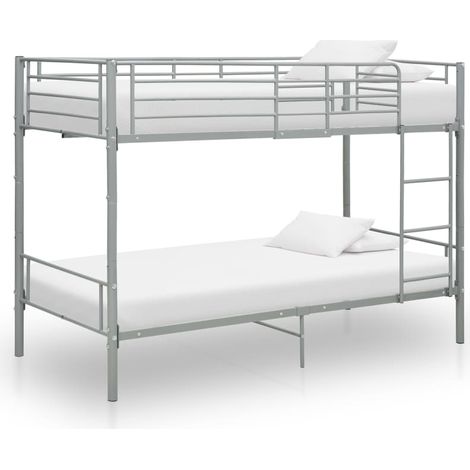 Lit superposé sans matelas gris métal 90x200 cm (1/5)