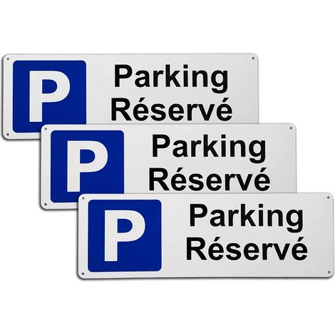 Pack 3 larges panneaux extérieurs 'Parking Réservé' - PVC résistant (42 x 14 cm) (1/3)