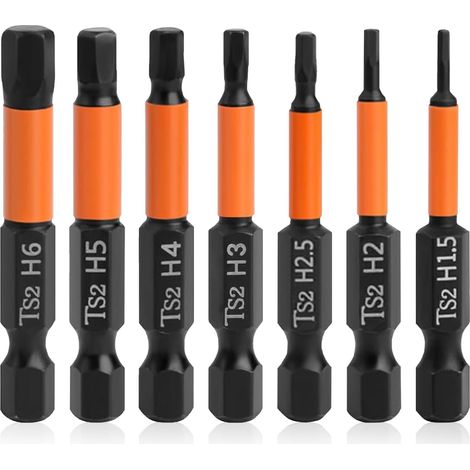 7 Pieces Hex Screwdriver Bits,Magnetic Impact Allen Screwdriver Bits With Hex Shank Screwdriver Triangular Head,Seven Different Sizes H1.5/H2/H2.5/H3/H4/H5/H6 (1/5)