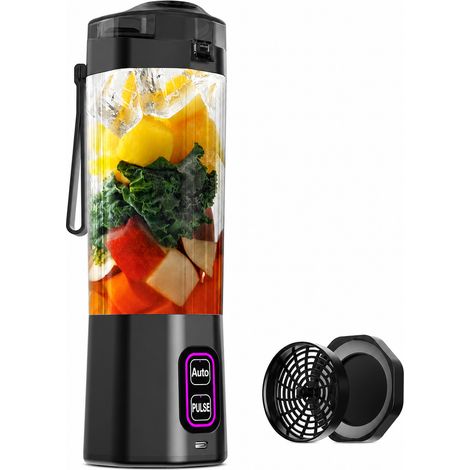 Blender Portable Électrique USB Rechargeable pour Smoothies et Jus, Modes Auto et Pulse, Noir, Ligkevan (1/5)