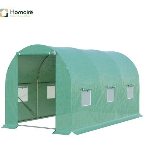 HOMAIRE Foliengewächshaus für Tomaten mit 6 Netzfenstern, Rundbogen Treibhaus 395x195x190cm für Pflanzenzucht und Frühbeet (1/5)