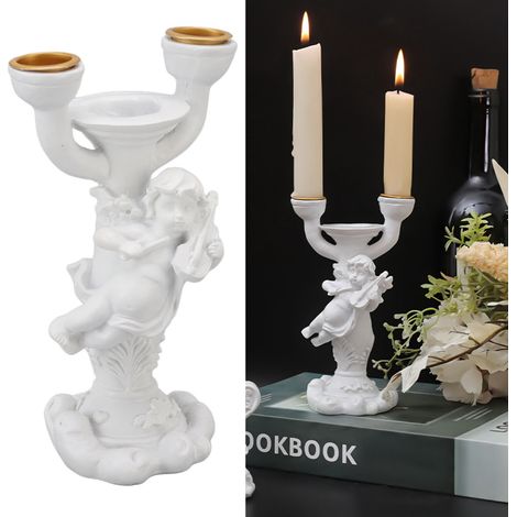 Bougeoirs romantiques, luxueux et adorables en résine et cire, de style européen, en forme de petits anges, pour les couples, objets décoratifs pour une ambiance chaleureuse dans la salle à manger.