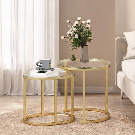 Table basse gold en acier Hartglas 50 x 50 x 50,5 cm (1/5)