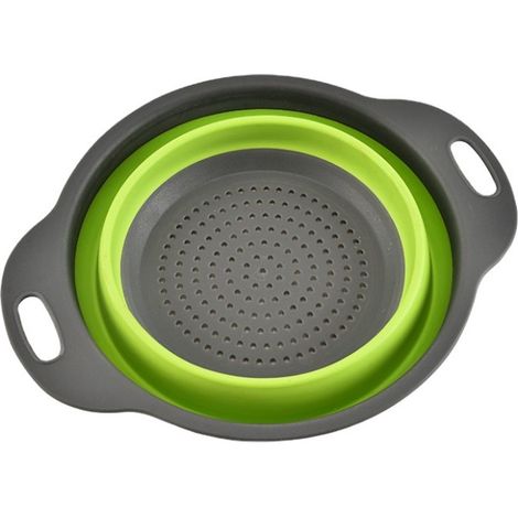 Passoire pliable compacte Gain de place Accessoires camping Ustensiles cuisine Vert/Gris 20 cm 1 pièce (1/3)