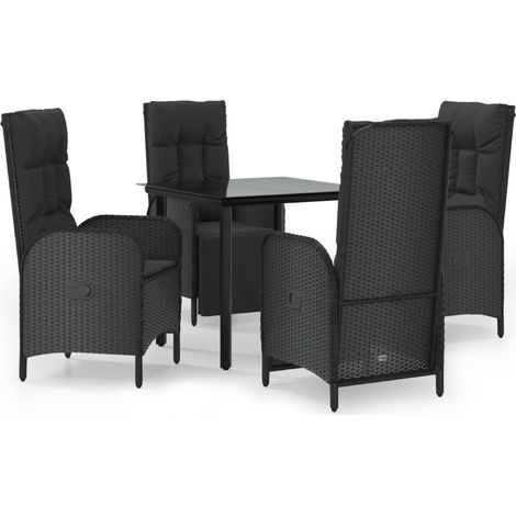 Maison Exclusive - 5-tlg. Garten-Essgruppe mit Kissen Schwarz Pol (1/5)