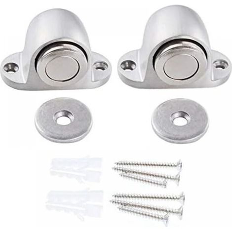 (2 PCS) Magnetic Door Stop Stainless Steel Door Stops with Mounted Screws Use for Home, School or Office, Silver (1/5)