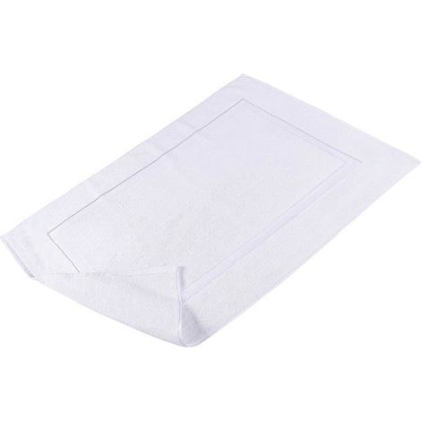 Serviette de bain set of 2 Lavable 100% coton éponge Tapis de bain blanc 370 g 80 x 50 cm Serviette de sol encadrée (1/4)