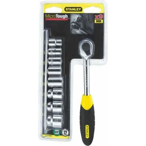 Cricch.Microtough 3/8"+ 8 Llaves de vaso 0-94-611 Stanley